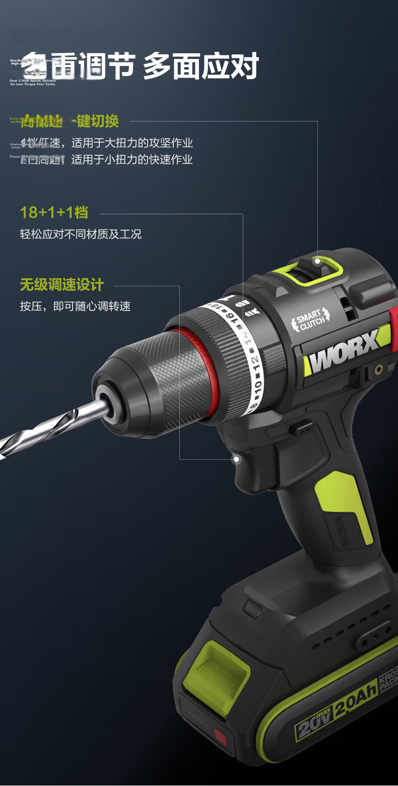 Worx 20V 60N Brushless Impact Drill WU176T.1 (Single Battery) Electric Hand Drill for Home Use Wall Drilling with Beep Version 8