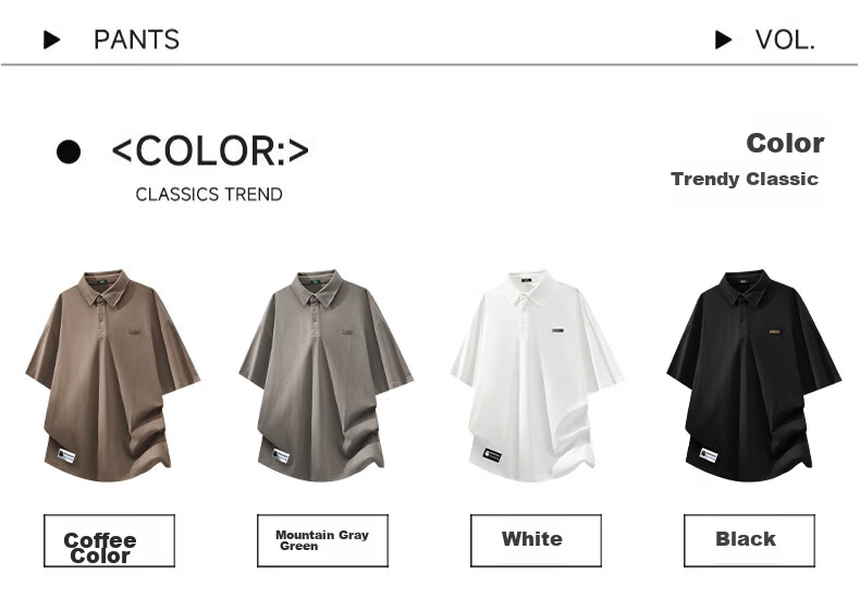 Fingercroxx IT Trendy Casual Polo Shirt Men Summer New Design Short Sleeve T-Shirt Top Gray Green L 4