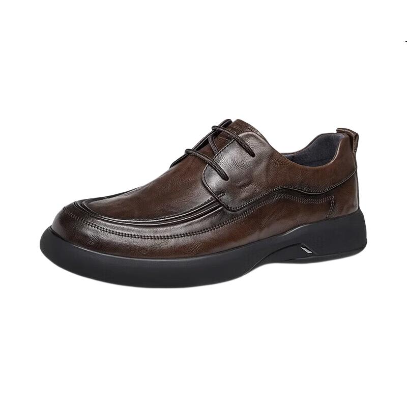 CAMEL Brand Business Leather Shoes, Lace-Up Soft Sole Thick-Soled Derby Wedding Shoes for Men, P15A155005, Brown, Size 41