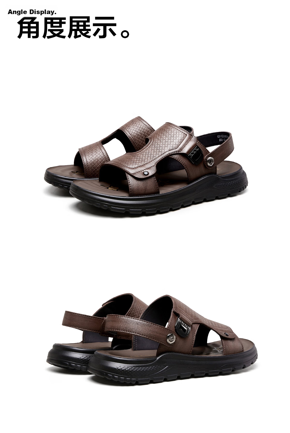 Eierkang Men's Genuine Leather Breathable Comfortable Dual-Wear Sandals Casual Beach Sandals 96315W Black Size 41 18