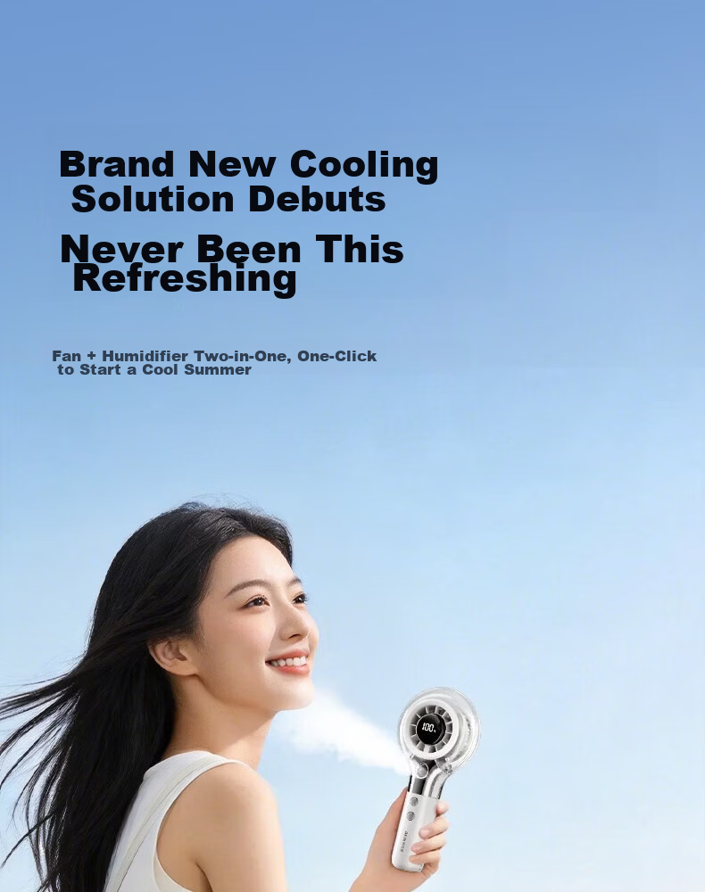 AUX Handheld Portable Mist Fan Long Battery Life Office Outdoor High Power USB Mini Rechargeable Fan 7