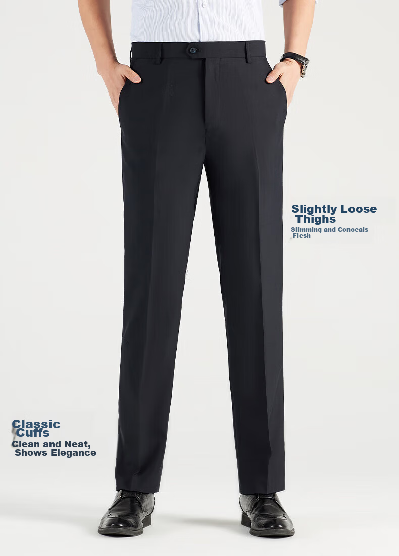 ROMON Men's Four-Season Business Casual Wrinkle-Resistant Dress Pants Black 34 11