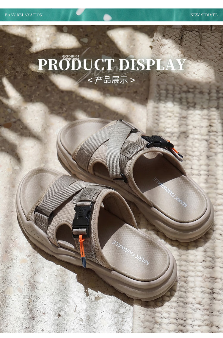 Mark Fairwhale Men's Sandals Fashion Casual Slippers Home Outdoor Beach Lightweight Trendy Black Size 43 9