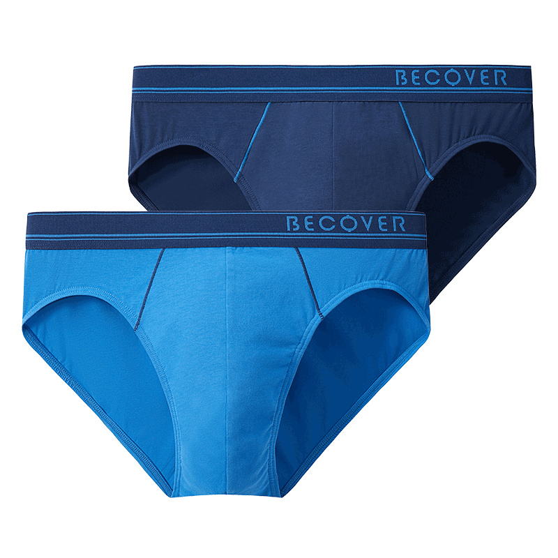 Schiesser Men's Briefs Combed Cotton Becover Series Breathable Mid-Rise Solid Color 2-Pack