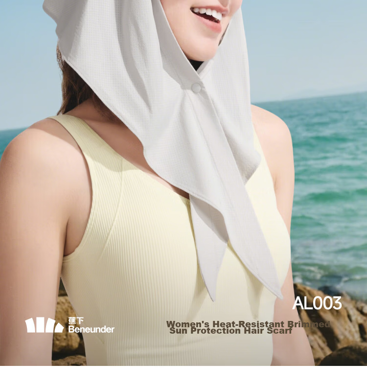 Beneunder Women's Sun Protection Headscarf with Brim, Open-Top Hat, Dual-Wear Sunshade and Heat-Insulating Headscarf 2