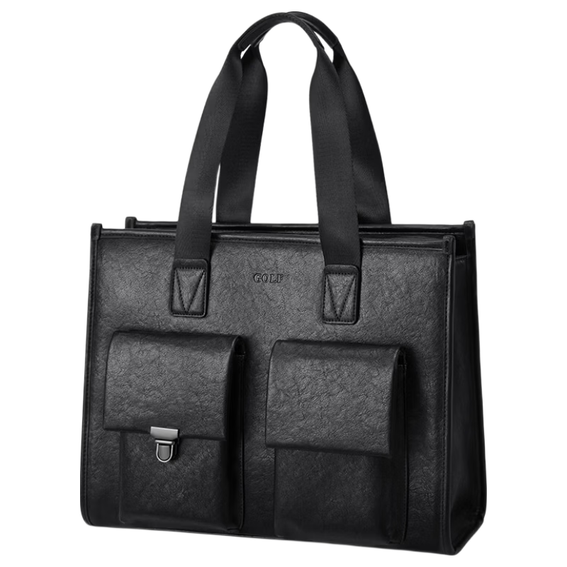 GOLF Business Briefcase Men's Handbag 14-inch Laptop Bag Multi-pocket Unisex Vintage Wrinkled Tote Bag