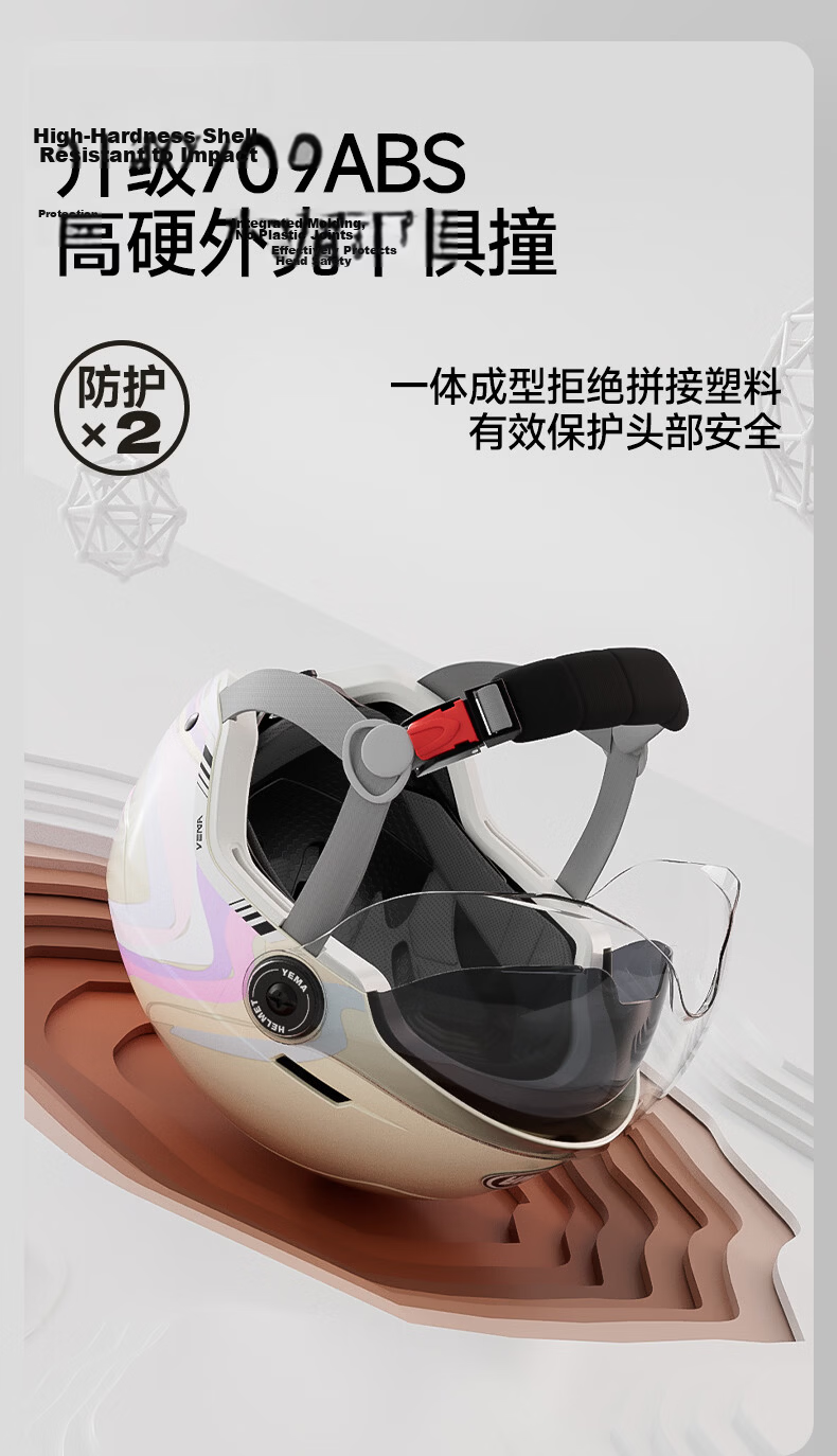 YEMA 3C Certified Electric Vehicle Helmet Unisex Summer Sun Protection Large Sunroof Half Helmet Double Lens Motorcycle Safety Helmet 370S Street Fighter + Aurora Long Lens 10