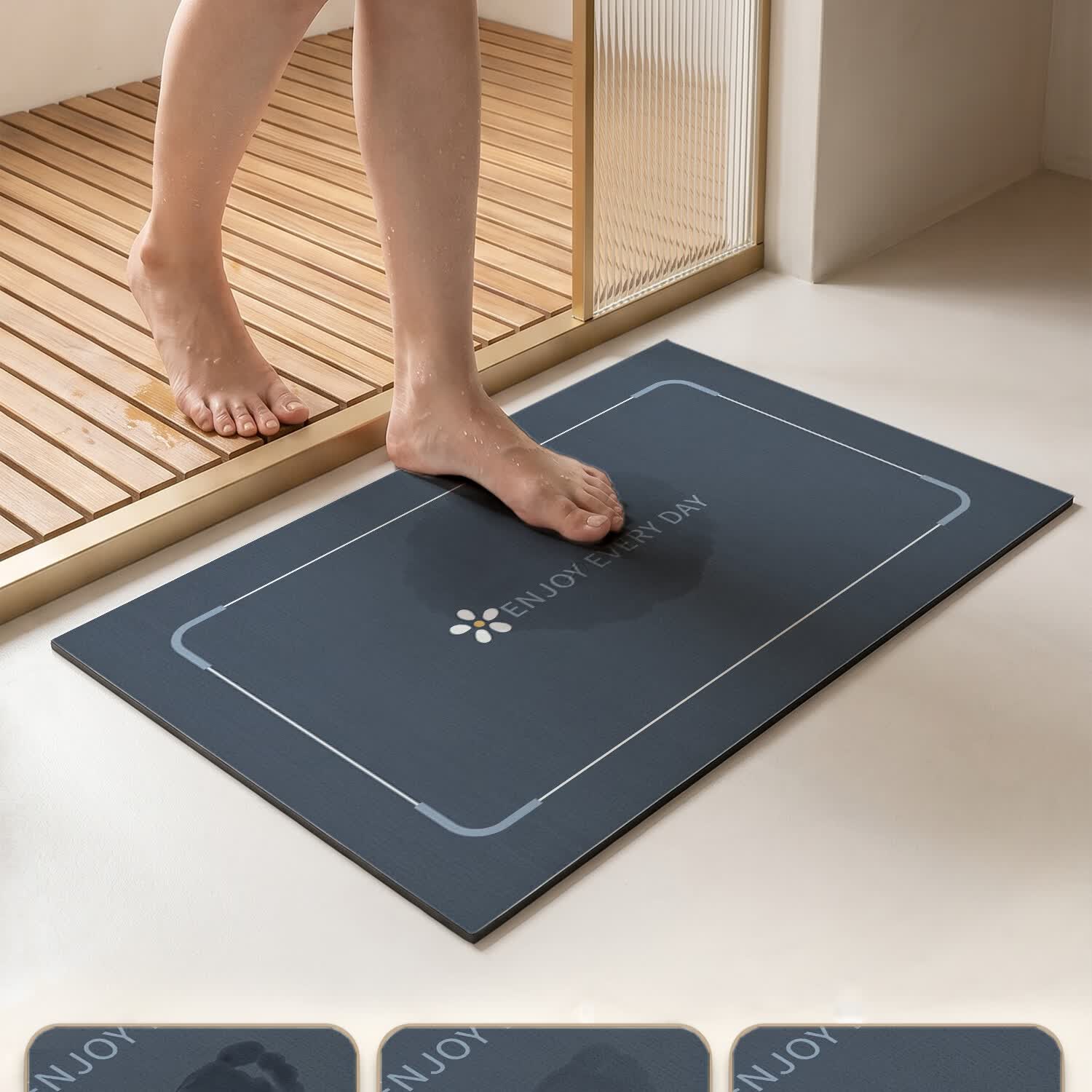 Aijiepu Bathroom Diatom Mud Quick-Dry Absorbent Non-Slip Floor Mat for Toilet Entrance Home 40x60cm 7