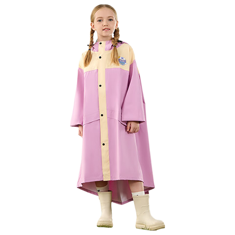 Moremerry Children's Raincoat for Boys And Girls with Backpack Space, Waterproof Breathable Baby Fashion Windbreaker-Style Poncho, Lavender Purple, 4XL