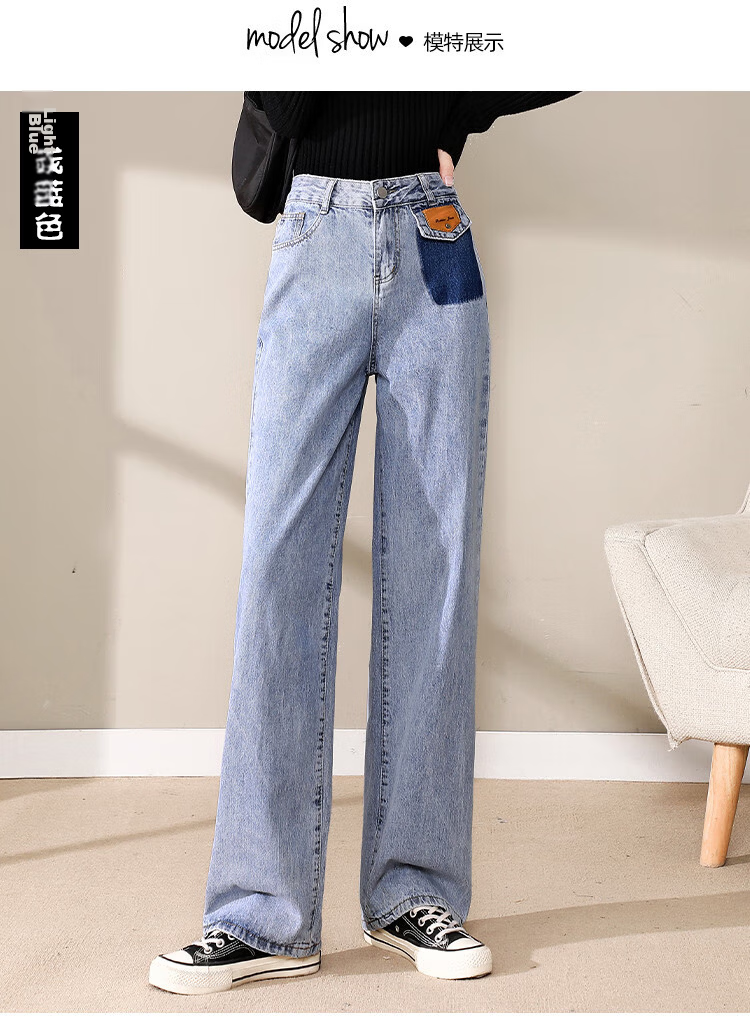 Jeanswest Women's Summer 2026 Thin High-Waist Wide-Leg Capri Denim Shorts Retro Blue M 7