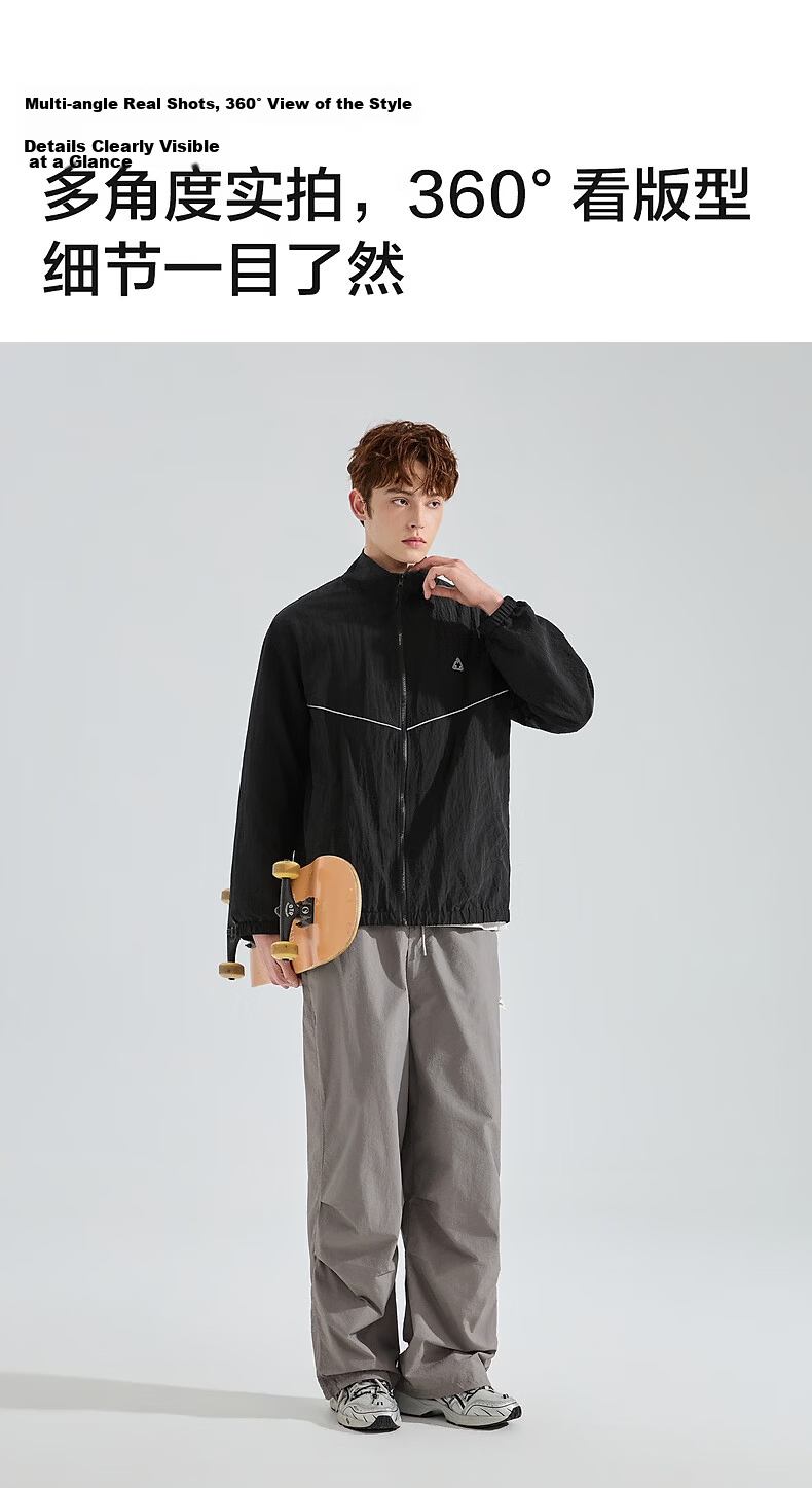 TonLion 2026 Spring New Men's Jacket Cardigan Stand Collar Casual High-End Black Outdoor Sports Style 5