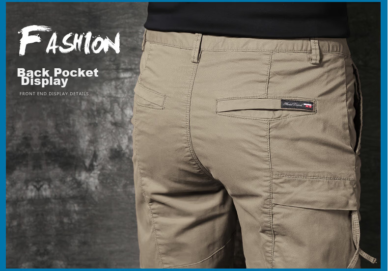 PLAYBOY Men's Summer Thin Straight Slim Multi-Pocket Casual Stretch Shorts 18