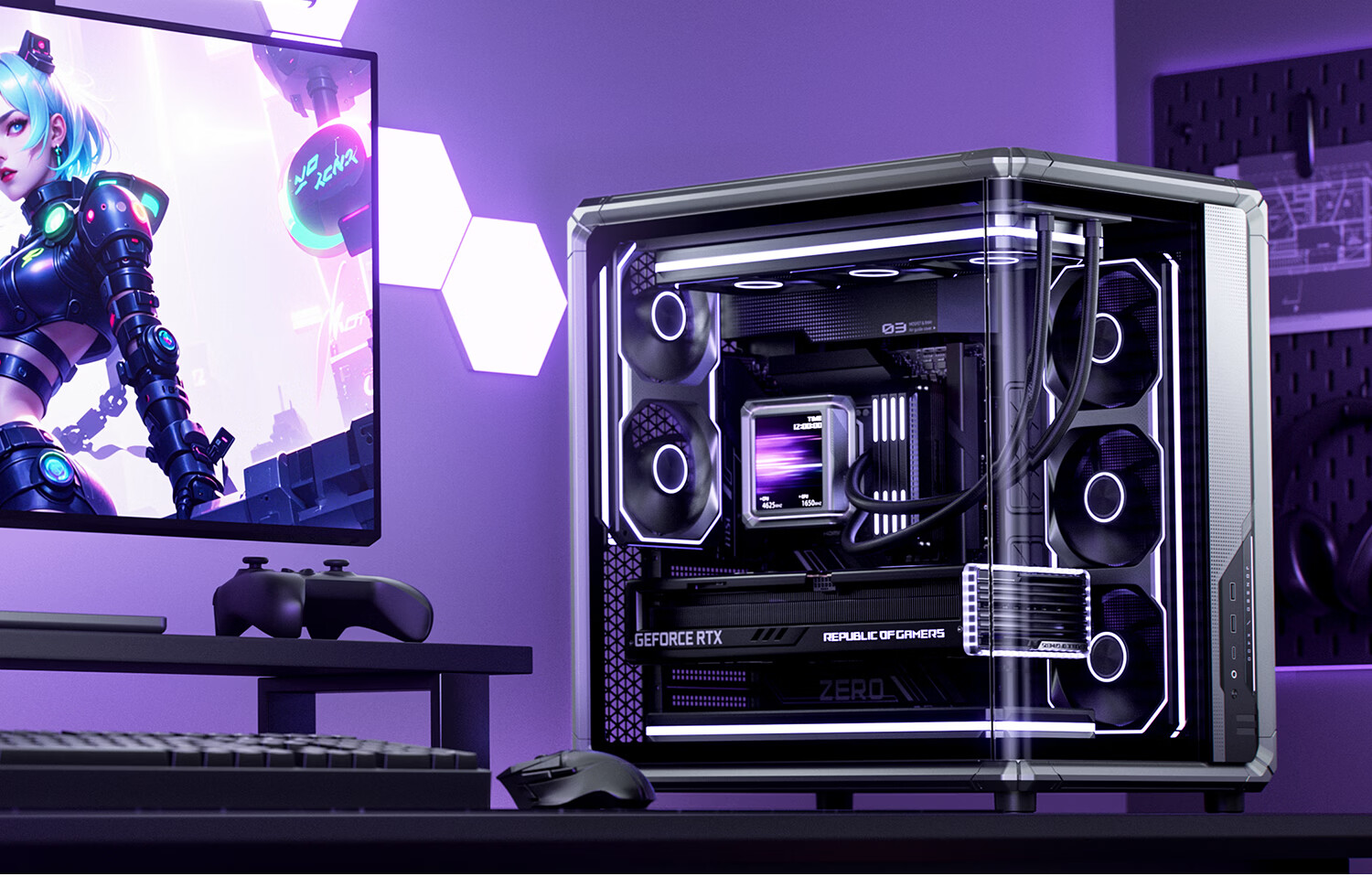 JONSBO X400CG White ATX Curved Seascape Case (Gaming Frame/360mm Water Cooling/5V ARGB Lighting/13 Fan Slots/Back I/O/Motherboard Airflow Design) 1