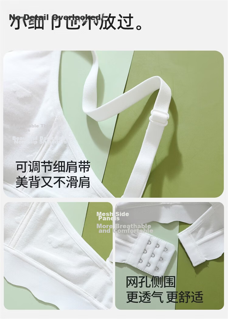 Herbal Original Color Girls' Pure Cotton Back Beauty Sports Shockproof Bra for Junior and Senior High School Students in Early Adolescence Stage 2 and 3 11