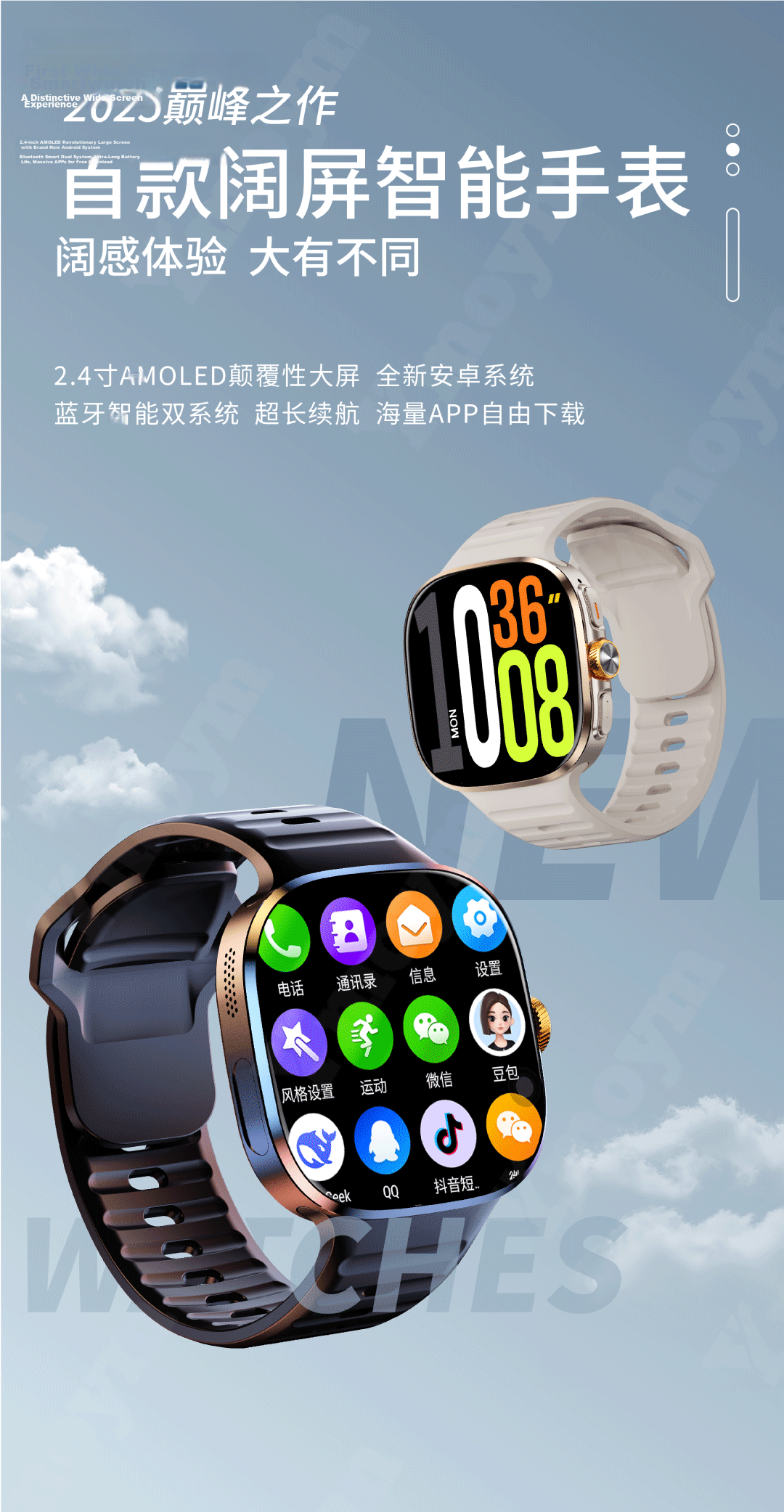 YMOYM Large Screen SIM Card Phone Smartwatch 5G SIM Card Download Video Call WeChat Ride Navigation for Adults and Students 2