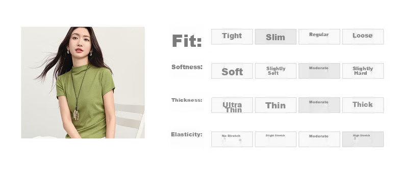 Sllsky Tencel Cotton Slim Fit T-Shirt Women Summer Waist Slimming Half High Neck Short Sleeve Top Midnight Black L 9