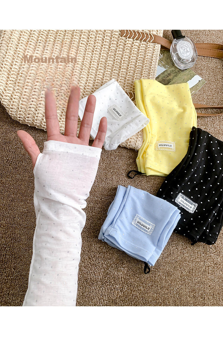 Spapani Polka Dot Ice Silk Sun Protection Sleeves for Women Summer UV Protection Loose Breathable Arm Sleeves 10