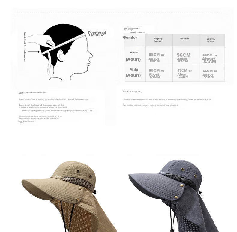 TUCANO Men's Summer Sun Protection Hat Outdoor Fishing UV Protection Sun Hat Neck Guard Large Brim Bucket Hat 20