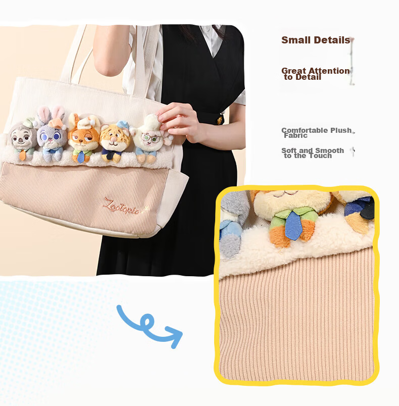 Disney Strawberry Bear Plush Doll Tote Bag Shoulder Bag for High School Girls Birthday Gift 4