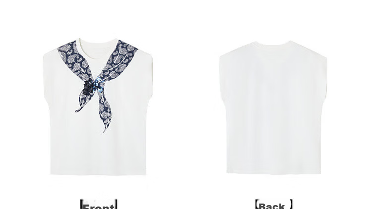 Demana [Cooling Black Technology Sorona] Summer Vintage Floral Bow Tie Round Neck Short Sleeve Loose Women's T-Shirt 22