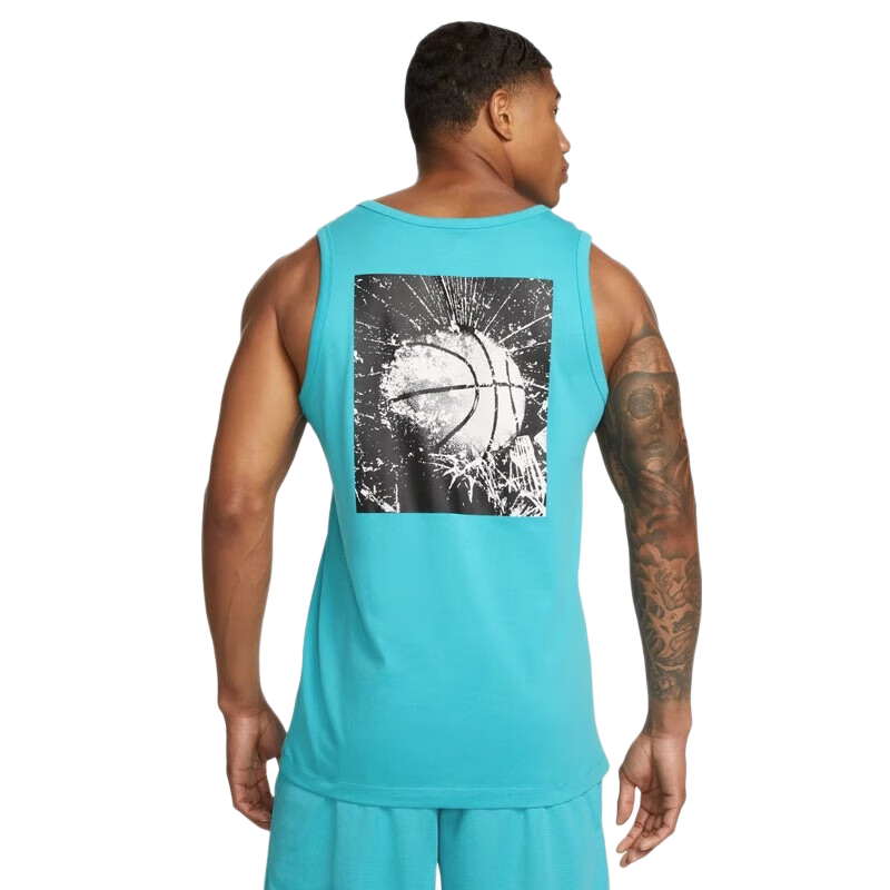 NIKE Men's Sports Tank Top, Round Neck Sleeveless, Soft And Comfortable, FJ2301-367, Blue, 2XL