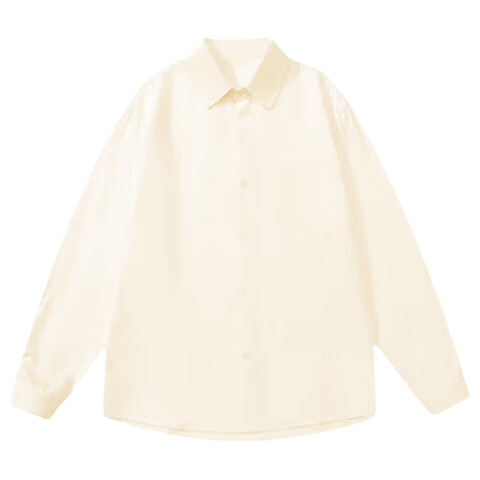 Jeanswest Women's Casual Versatile Lapel Long Sleeve Shirt 2026 Summer Elegant Commuter Solid Color White 2XL