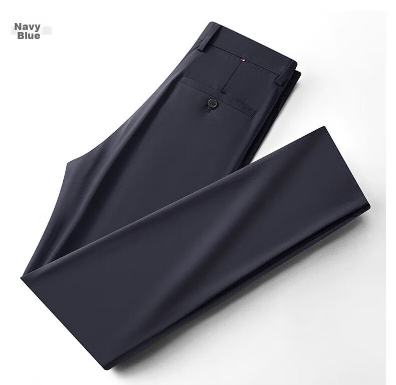 Pierre Cardin Father's Day Gift for Dad, Men's High-End Casual Pants, Ice Silk Cool-Feeling Business Trousers, Long Pants, Black, Size 29 31