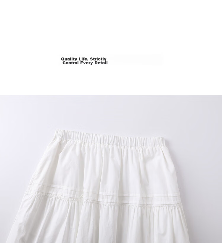 Demana [100% Cotton Poplin] Summer Elastic Waist Lace Splice Mid-Length Loose A-Line Slimming Skirt for Women Premium Quality 15