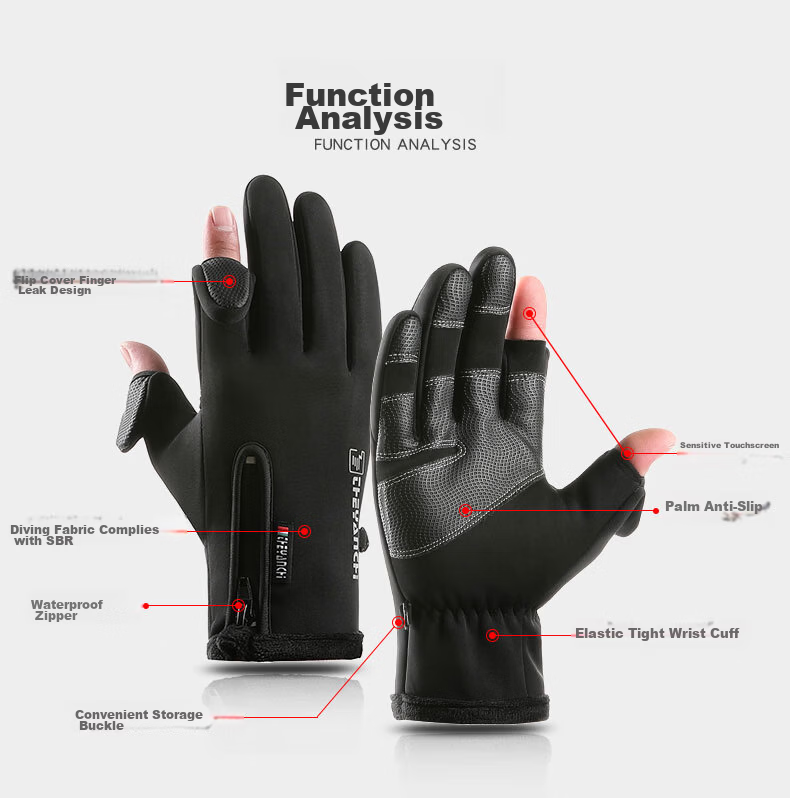Adandyish Winter Electric Bike Gloves Men Touchscreen Thickened Warm Cycling Fishing Ski Gloves 16