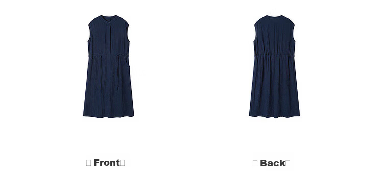Demana [Accompanied by Elegance] Summer Simple Style Half-Placket Round Neck Drawstring Loose Mid-Length Dress for Women 12