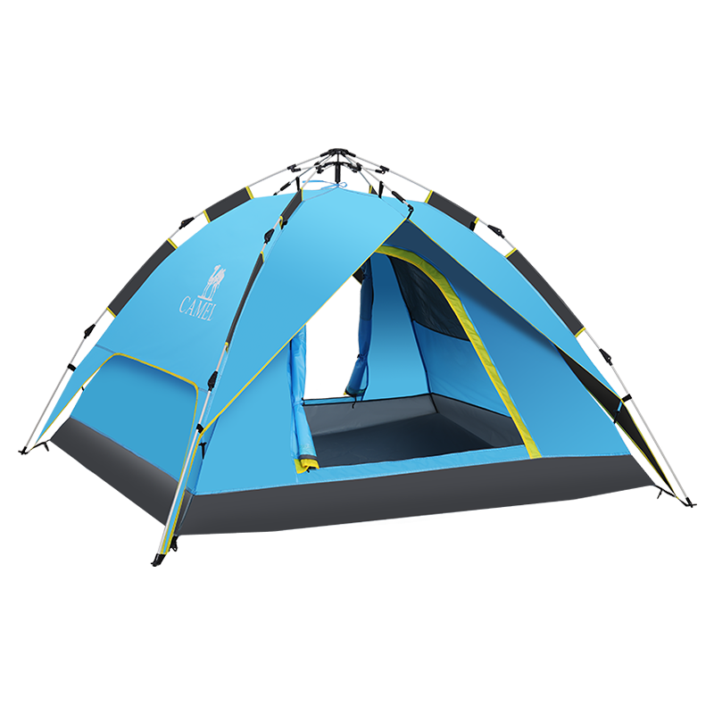CAMEL Outdoor Black Gel Tent, Portable Folding, Fully Automatic, Thickened, Camping, Double-Person, Sun-Proof, Rain-Proof, A111-3 Blue