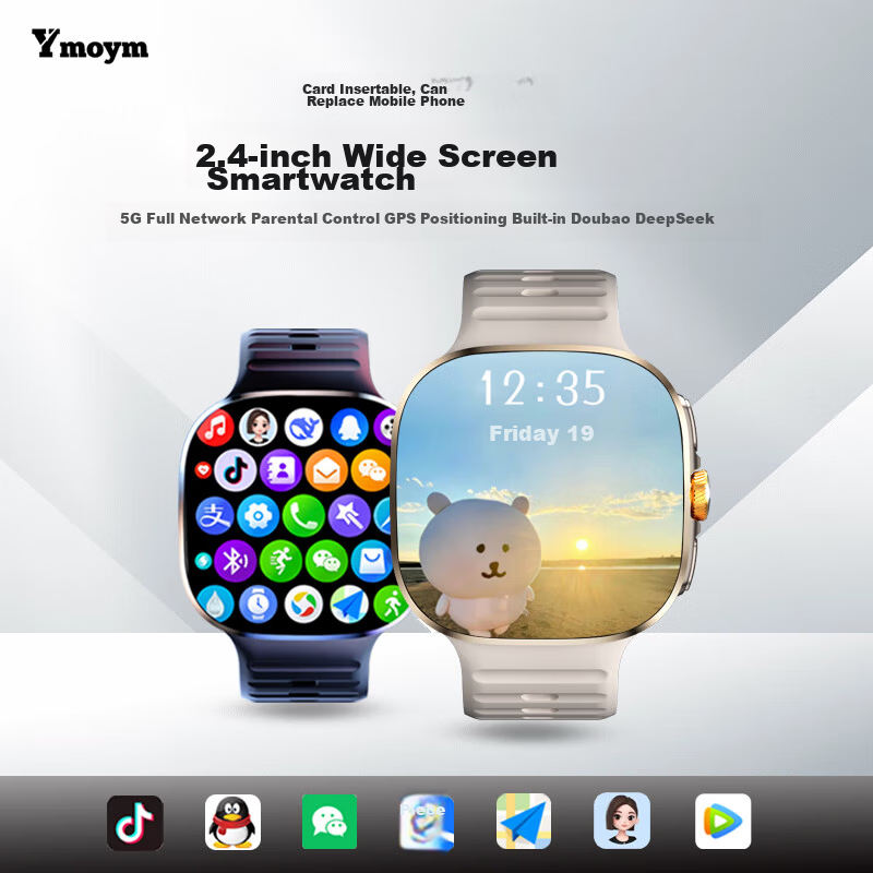 YMOYM Large Screen SIM Card Phone Smartwatch 5G SIM Card Download Video Call WeChat Ride Navigation for Adults and Students
