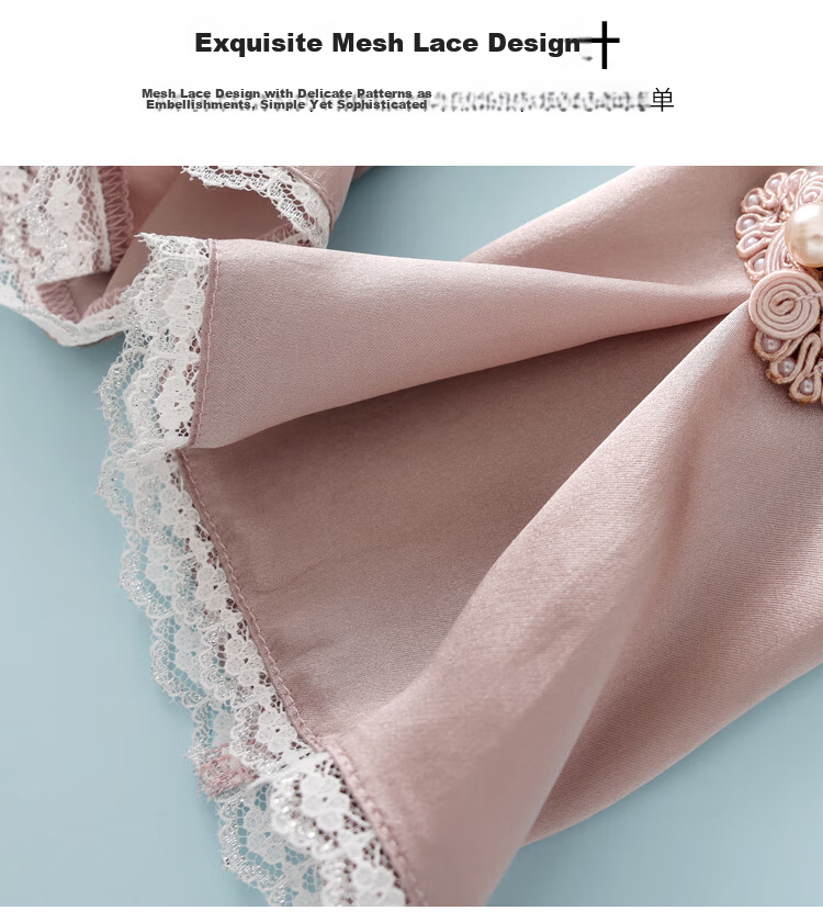 Shanghai Story Women's 100% Mulberry Silk Sun Protection Sleeves Spring Summer Chinese Style Lace Ice Sleeves UV Protection Champagne Gold 4