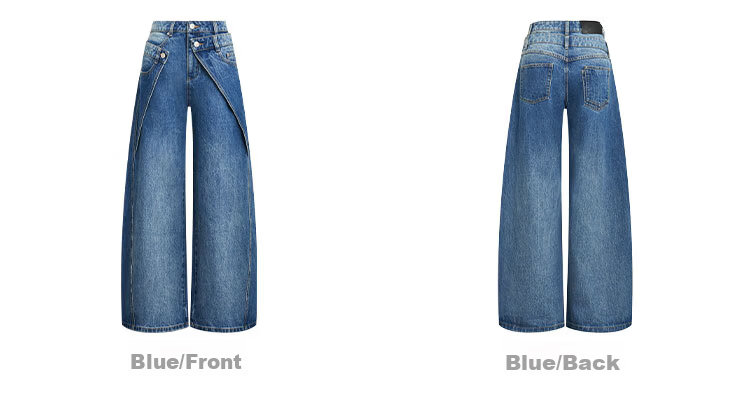 ANN ANDELMAN 2026 Early Spring New Deconstructed Two-in-One Folded Denim Pants with Double Waistband Design Blue 27 11