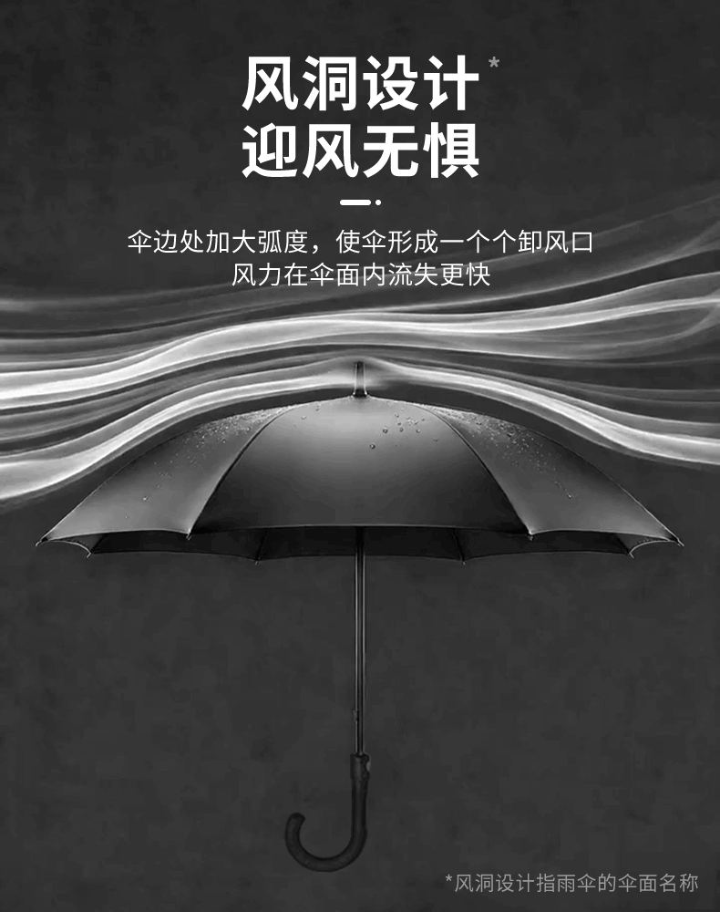 Meebordi Large Reinforced Thickened Sturdy Windproof Umbrella Long Handle 8-Rib Business Wind-Resistant Curved Handle Customizable 7