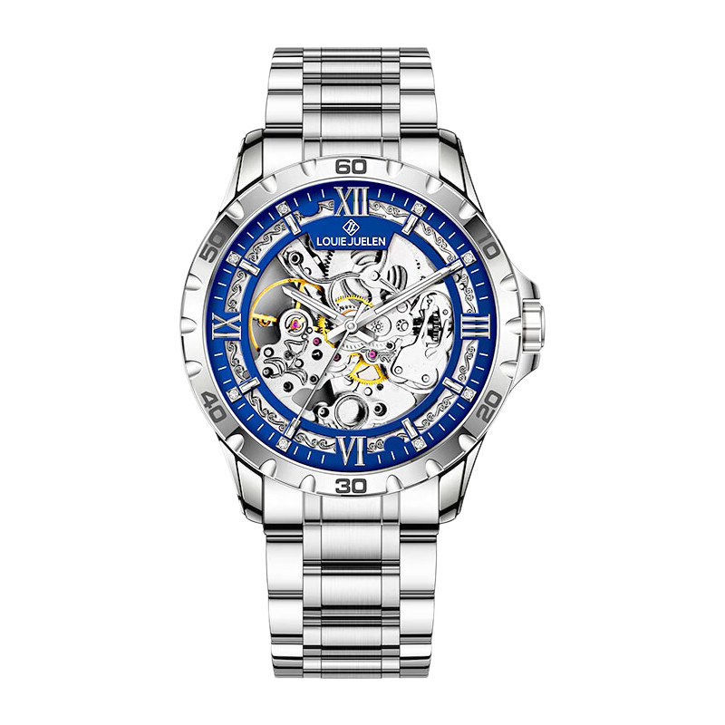 LOUIE JUELEN Explorer Automatic Mechanical Men's Tourbillon Skeleton Business Waterproof Luxury Student Gift for Boyfriend