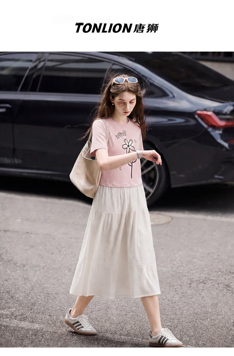 TonLion 2026 New Spring Summer Women's Dress Knitted Patchwork Early Spring Korean Style Fashionable Elegant 12