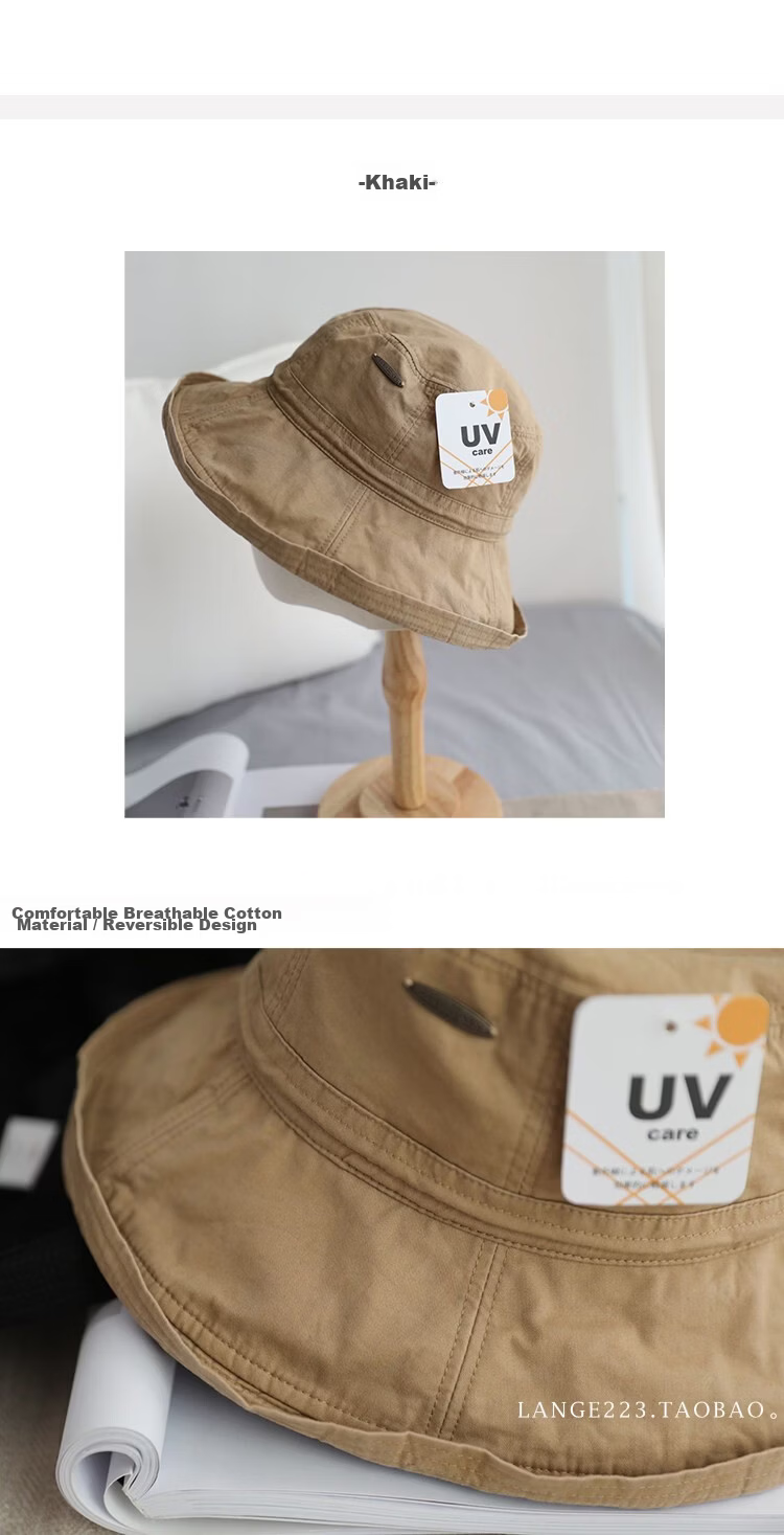 Lagur Japanese UV Fisherman Hat Women's Summer Sun Protection Anti-UV Sunshade Hat Casual Spring New Khaki 6