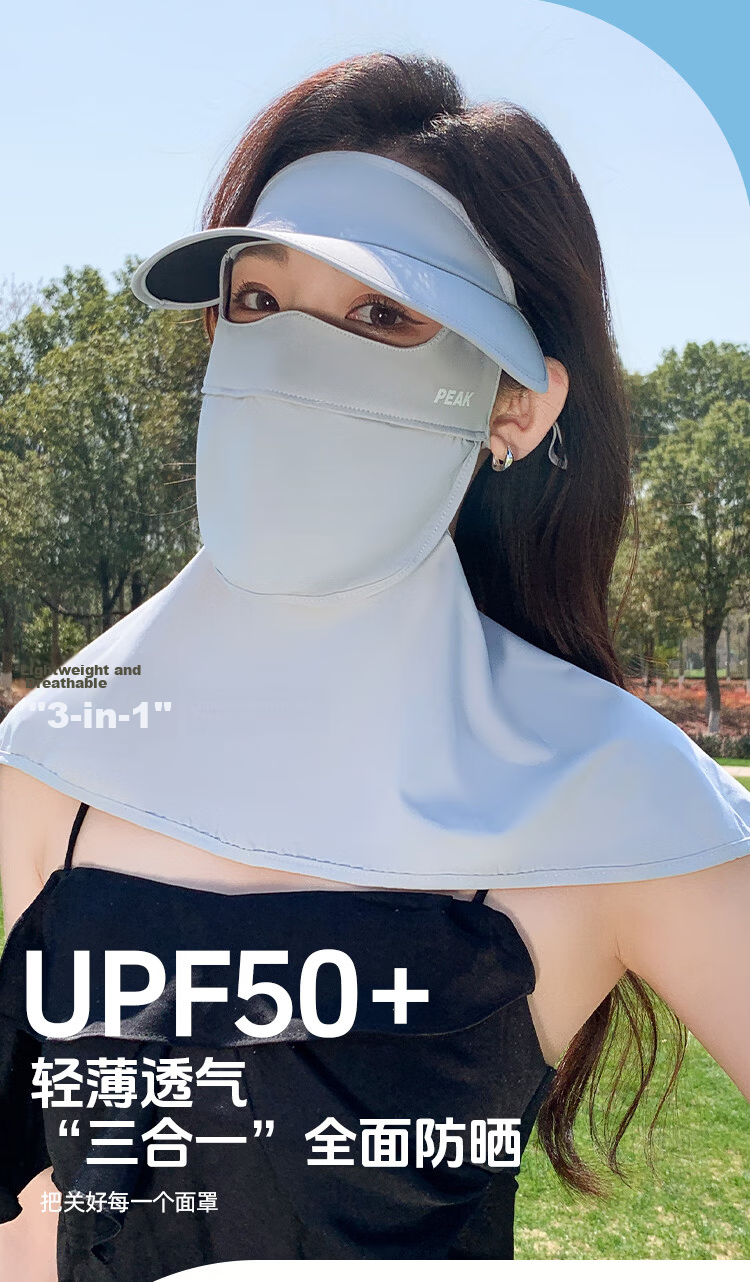 Peak Sunscreen Face Mask Black Coated Brim Sunshade UV Protection Lightweight Breathable Shoulder Neck Eye Protection Outdoor Sunblock 5