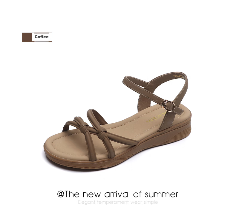 MULINSEN Women's New Commuter Elegant Roman Sandals Breathable Lightweight Summer Sandals Beige Size 39 28