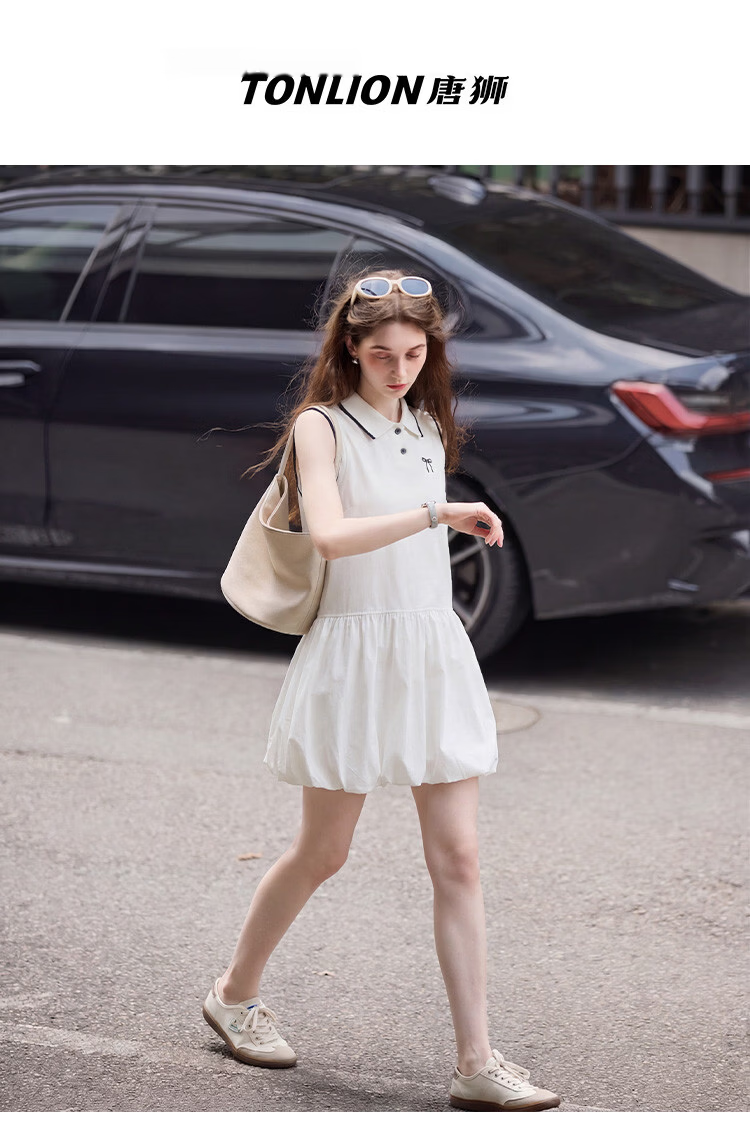TonLion 2026 Spring Summer New Women's Dress White Balloon Skirt Unique and Beautiful Early Spring Dress 1