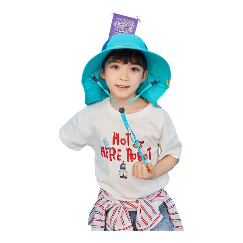 Lemonkid Children's Sun Protection Hat, Girls' Sun Visor Cap, Baby Fisherman Hat, Infant And Boys' Sun Hat, Lake Blue Dinosaur, Size 54