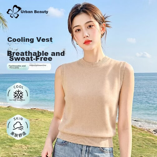 Urban Beauty Women's Summer Vest Loose Knit Outerwear Round Neck Slimming Sleeveless Top T-Shirt