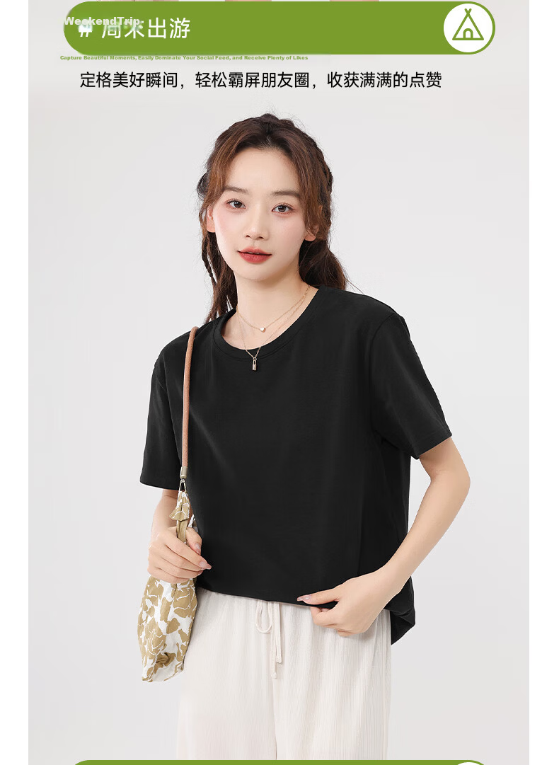 Warrior Women's 2026 Summer New Cotton Short Sleeve T-Shirt Loose Fit Slim Outdoor Breathable Printed Top 11