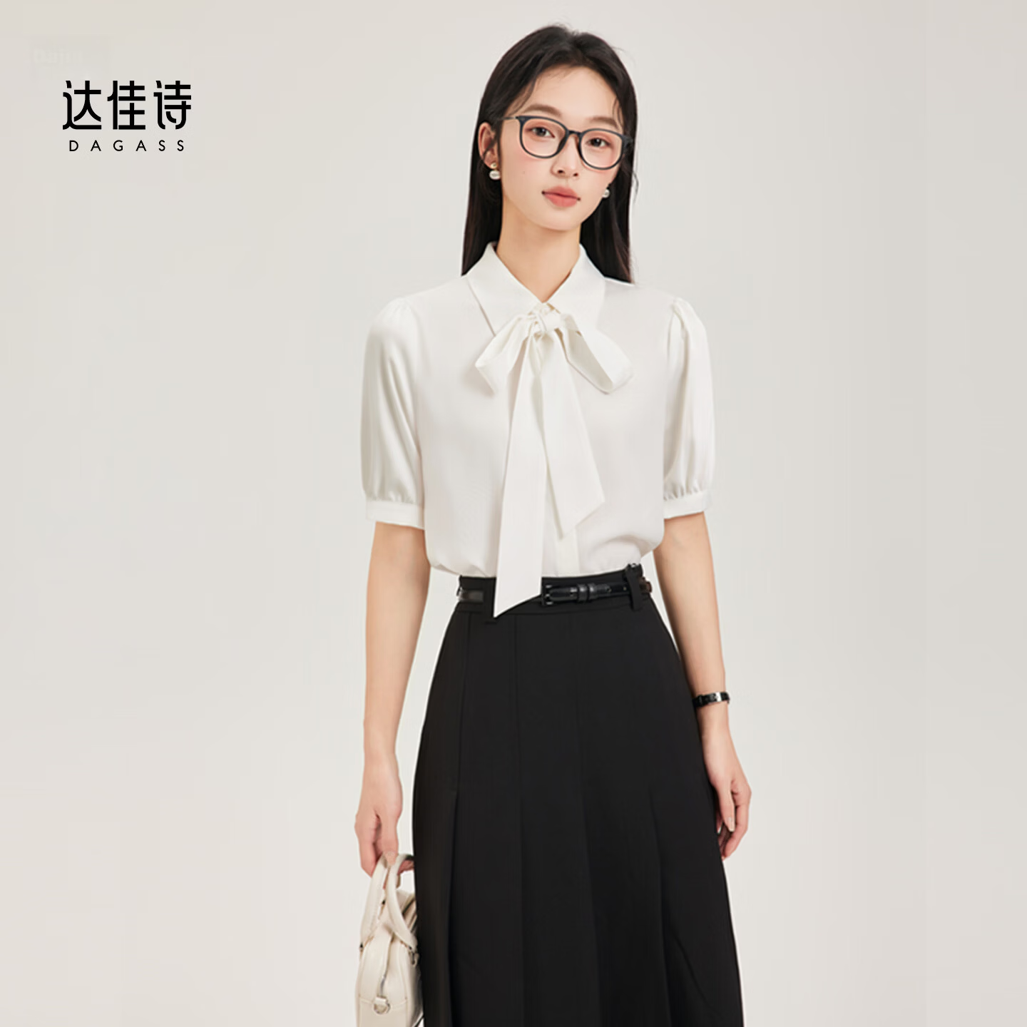 Dajiasi White Short Sleeve Shirt Women Formal 2026 Summer New High-End Stylish Blouse Interview Shirt