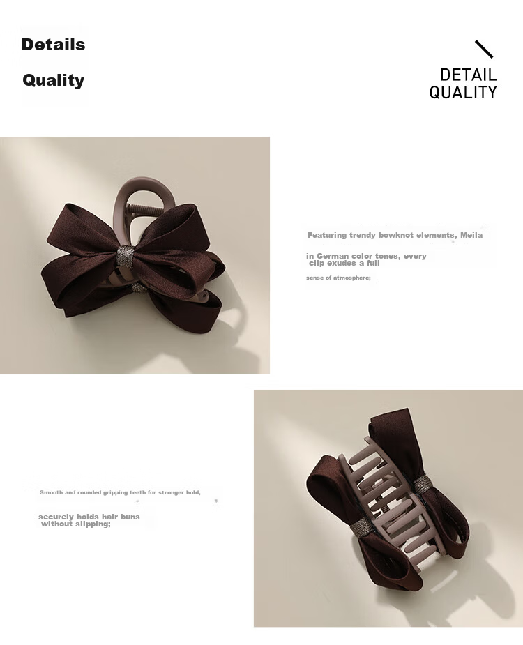 CHIMERA Maillard Shark Clip Gentle Bow Medium Hair Claw Clip for Women Birthday Gift 3