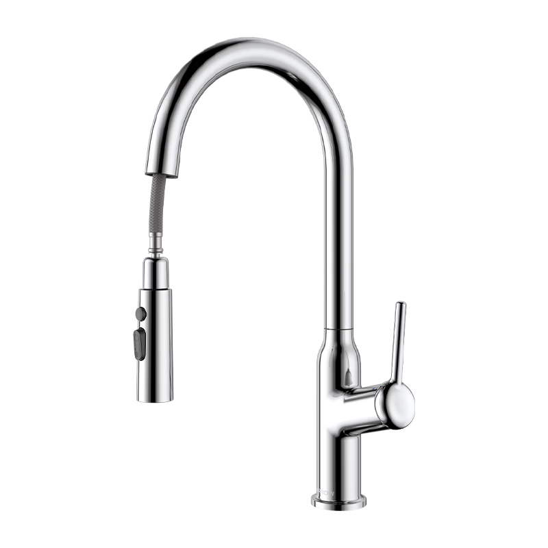Arrow Kitchen Faucet Cold and Hot Three-Function Pull-Out 360° Rotation 304 Stainless Steel Zinc Alloy AE45306CP