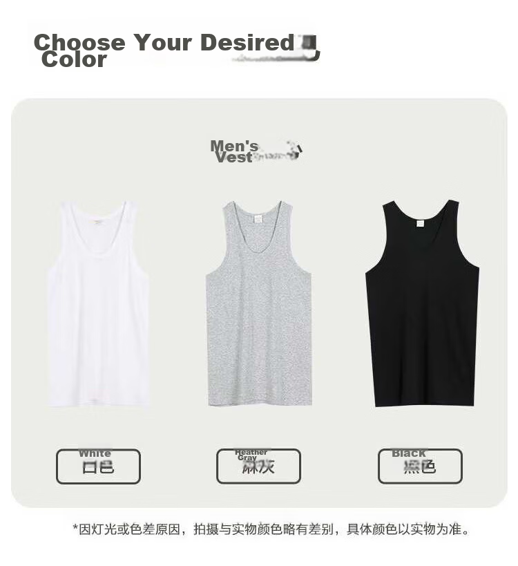 Borui Men's Vest Spring Summer Pure Cotton Youth Sports Sleeveless Middle-aged and Elderly Loose Fit Cotton Undershirt 2 Pieces 11