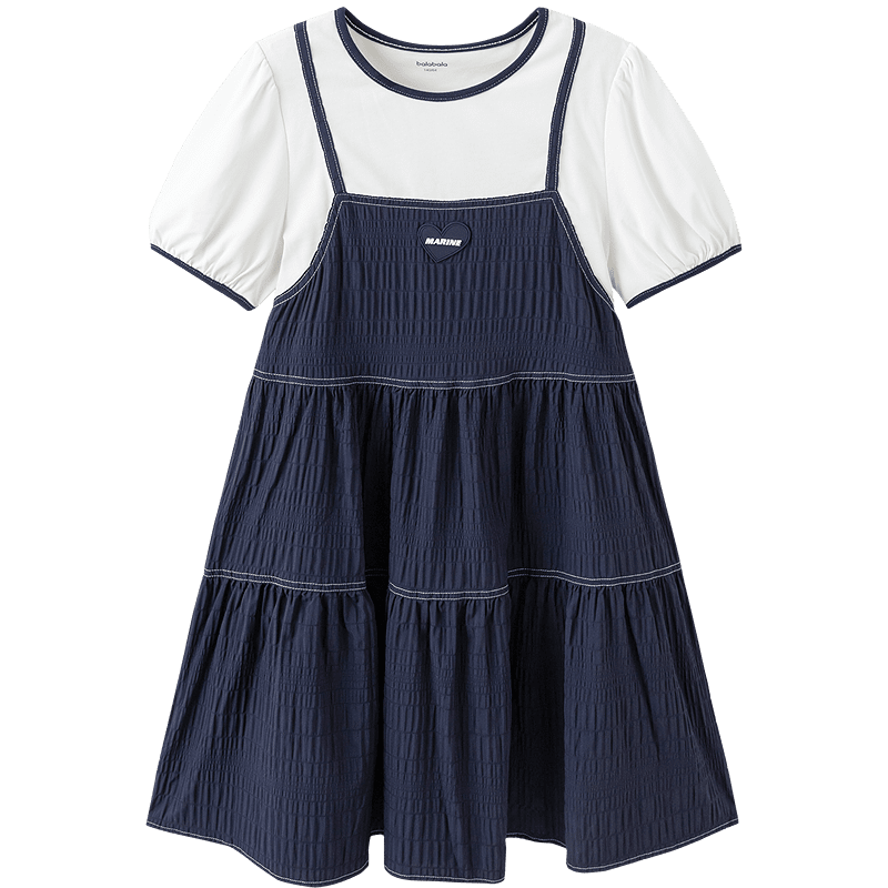 Balabala Kids Dress 2026 Summer New Big Kids Lightweight Two-Piece Style Schoolgirl Sweet Dress