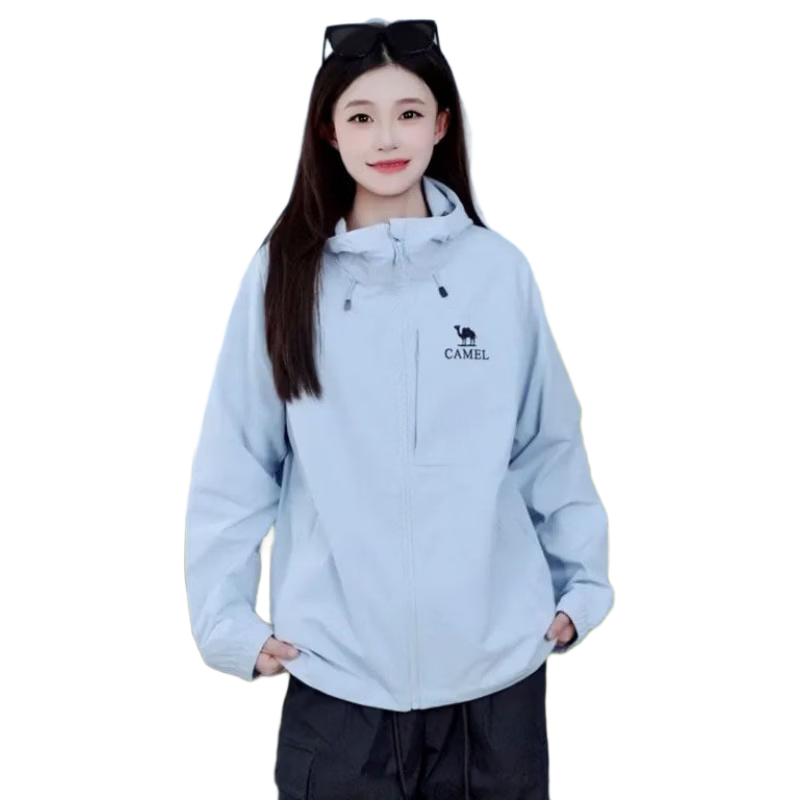 Camel Lingfeng [Dilireba Same Style] Women's Softshell Jacket 2026 Spring Summer Casual Hooded Commuter Water-Repellent Coat for Men